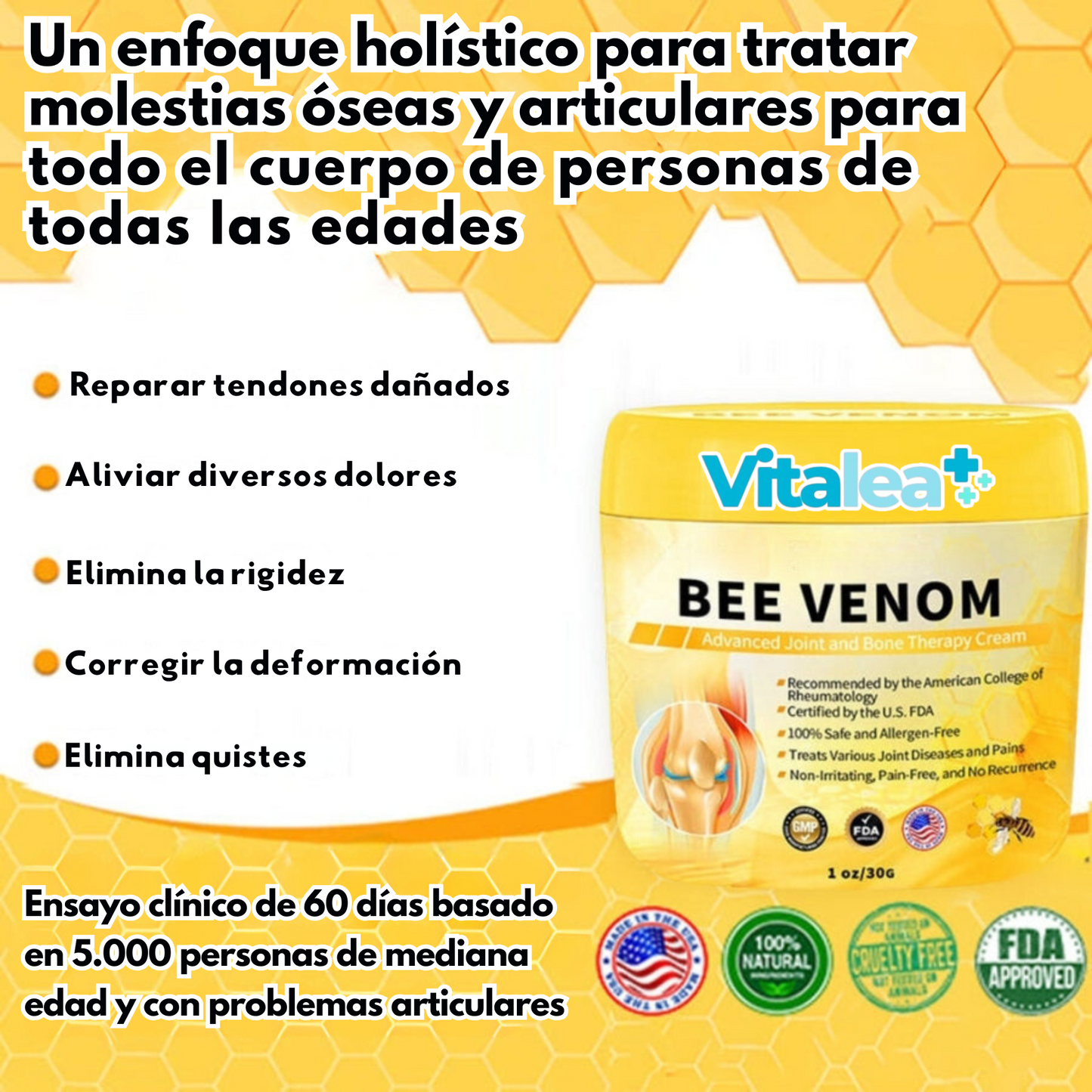 Crema para huesos y articulaciones con veneno de abeja Fivfivgo™ (extracto de abeja de Nueva Zelanda; se especializa en enfermedades ortopédicas y dolor de artritis)🐝