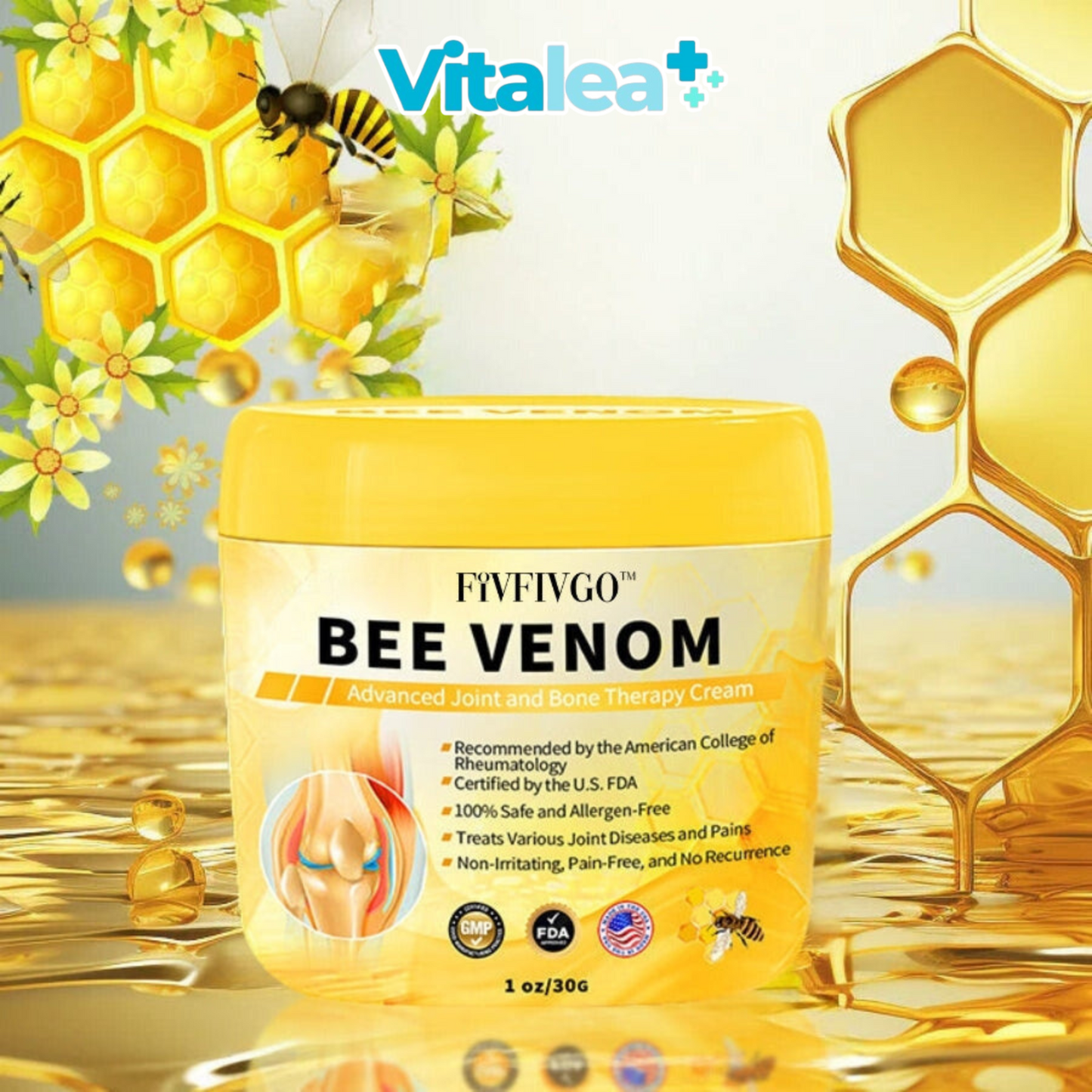 Crema para huesos y articulaciones con veneno de abeja Fivfivgo™ (extracto de abeja de Nueva Zelanda; se especializa en enfermedades ortopédicas y dolor de artritis)🐝