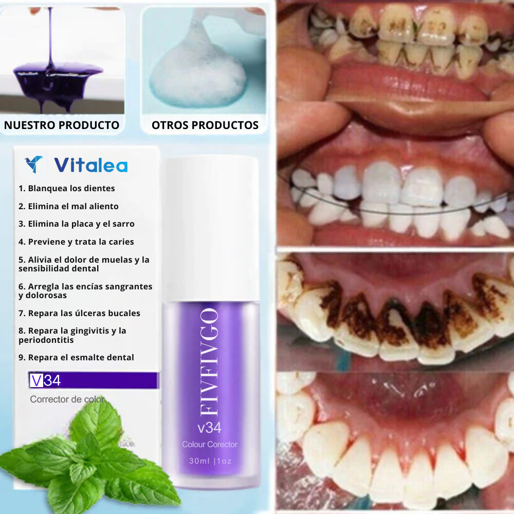 💜Fivfivgo™ Espuma blanqueadora de dientes puramente vegetal