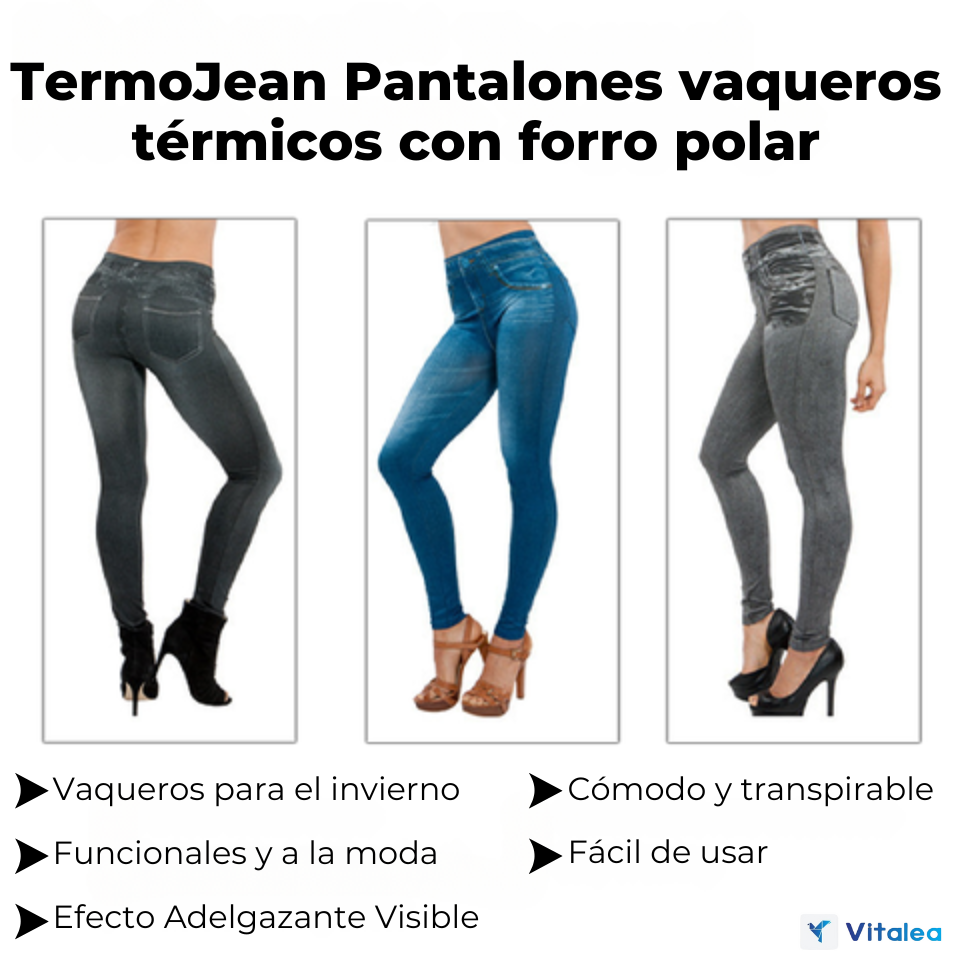 👖TermoJean - Pantalones vaqueros térmicos con forro polar👖